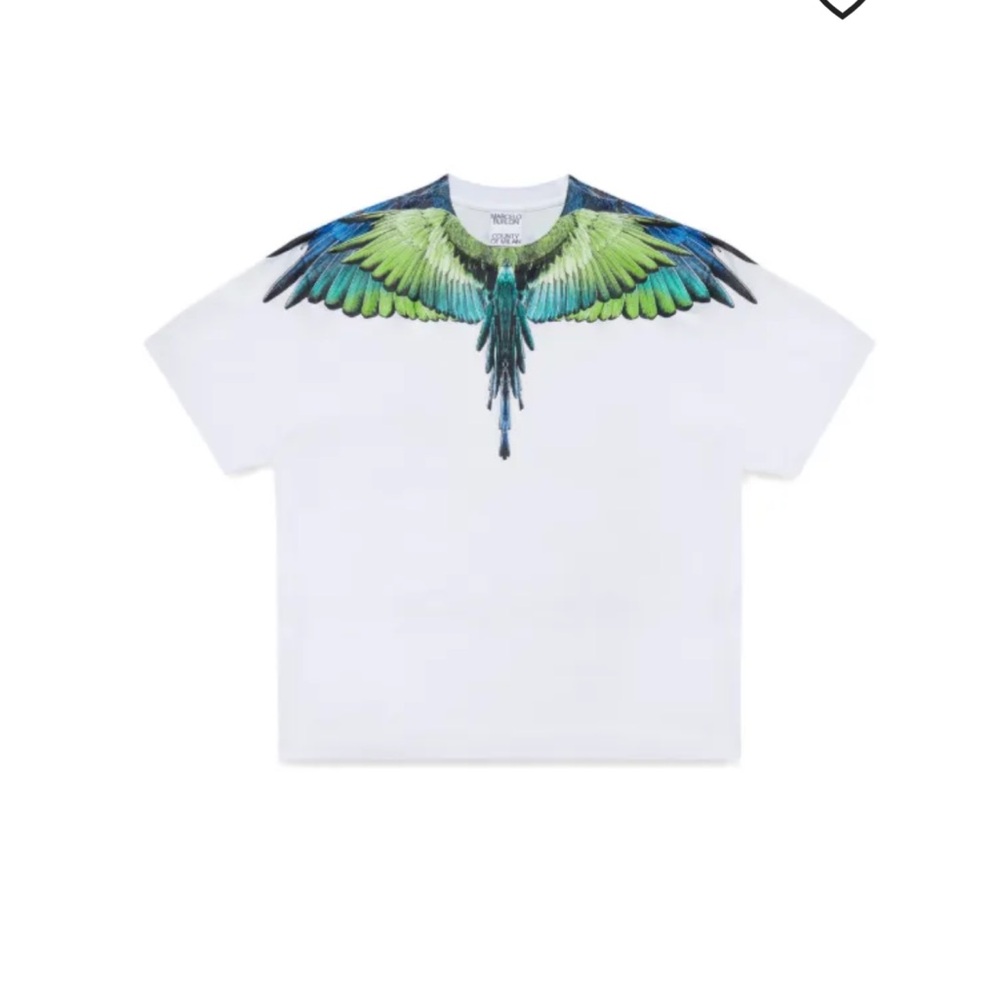 Marcelo Burlon County of Milan White and Green Short Sleeve Tee